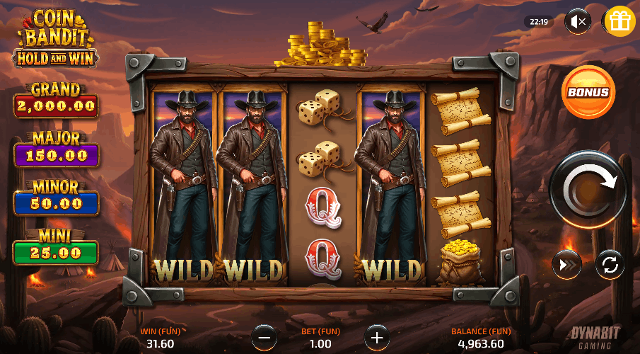 Coin Bandit Hold and Win de Booongo — auditoría Elena Marín